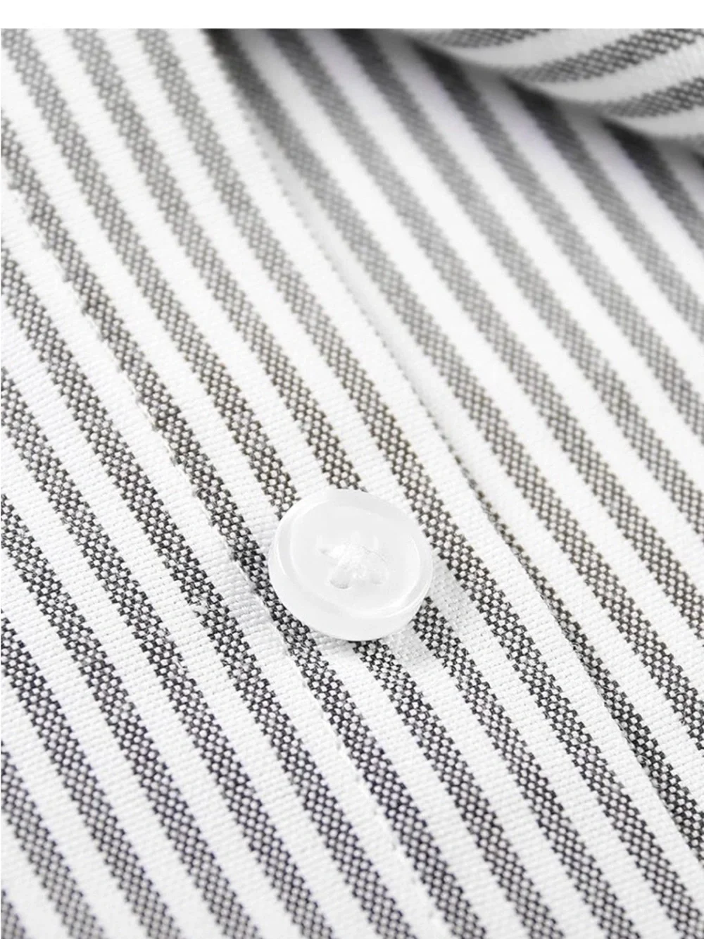 Ochenta Kids' Short-Sleeve Button-Down Shirt in White and Navy Stripe - Picture 4 of 5